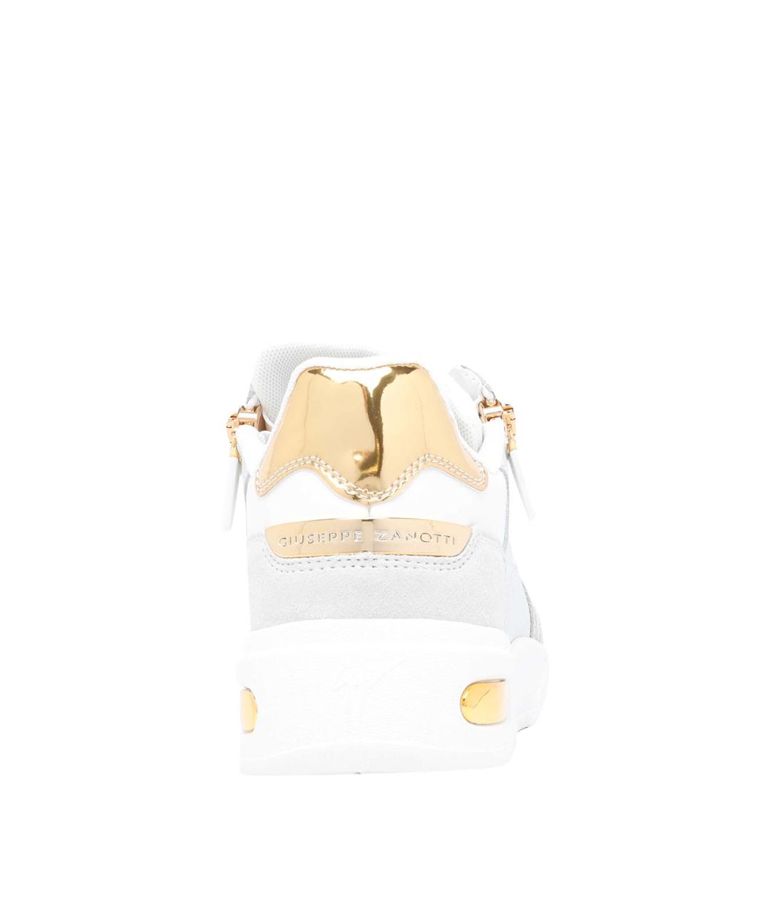 GIUSEPPE ZANOTTI DESIGN Белые кожаные низкие кроссовки / кеды, фото 4