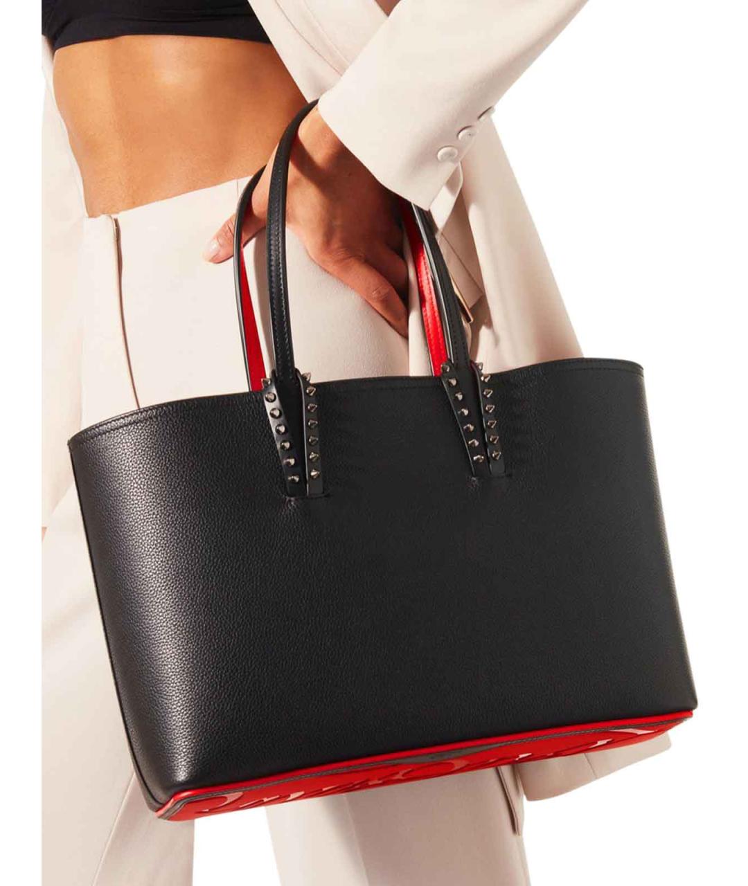 CHRISTIAN LOUBOUTIN Черная кожаная сумка тоут, фото 2