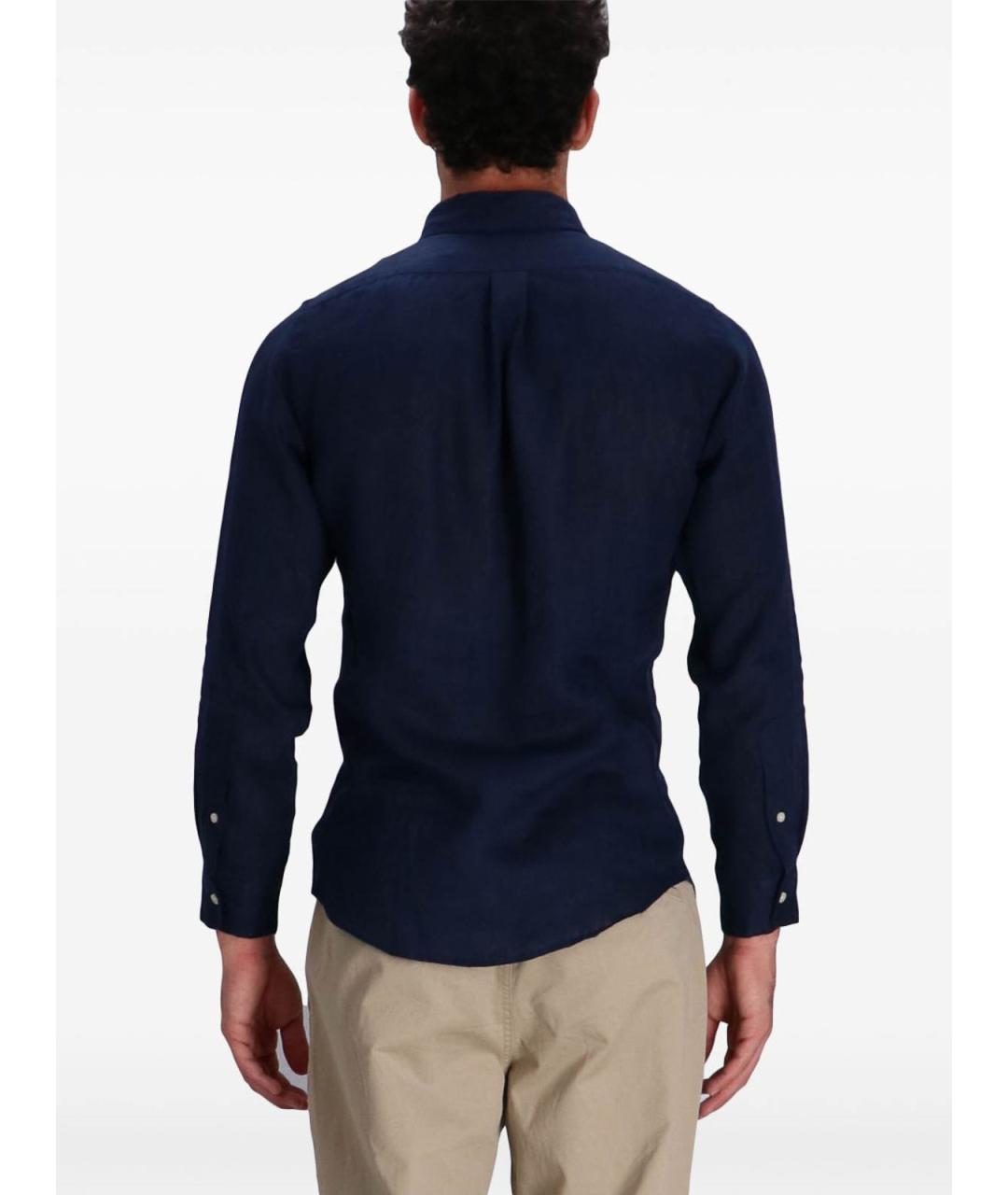 POLO RALPH LAUREN Синяя льняная классическая рубашка, фото 4