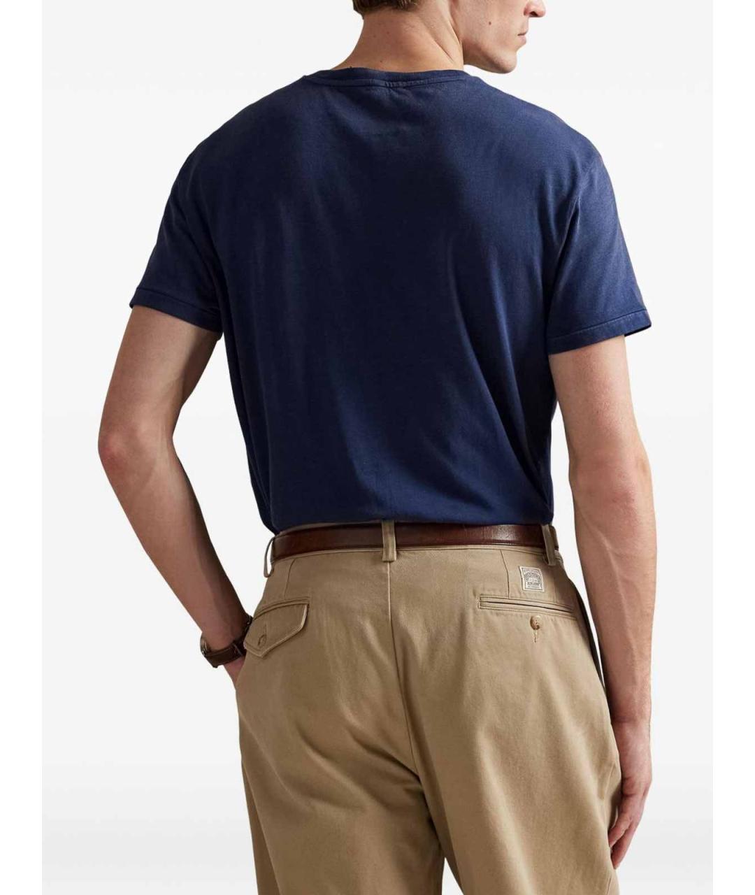 POLO RALPH LAUREN Синее хлопковое поло с коротким рукавом, фото 3