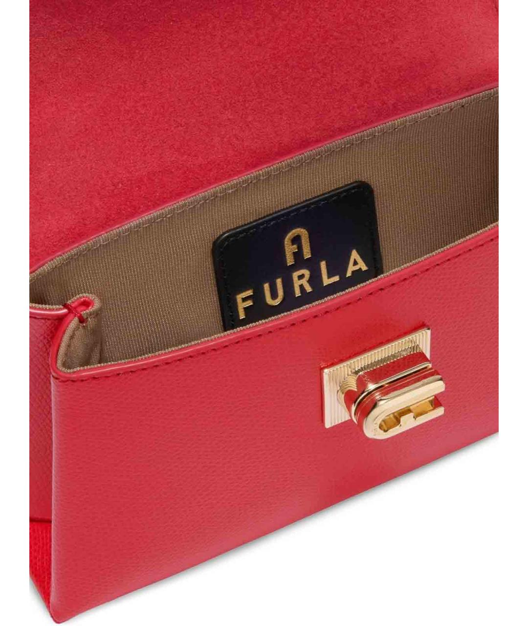 FURLA Красная кожаная сумка с короткими ручками, фото 5