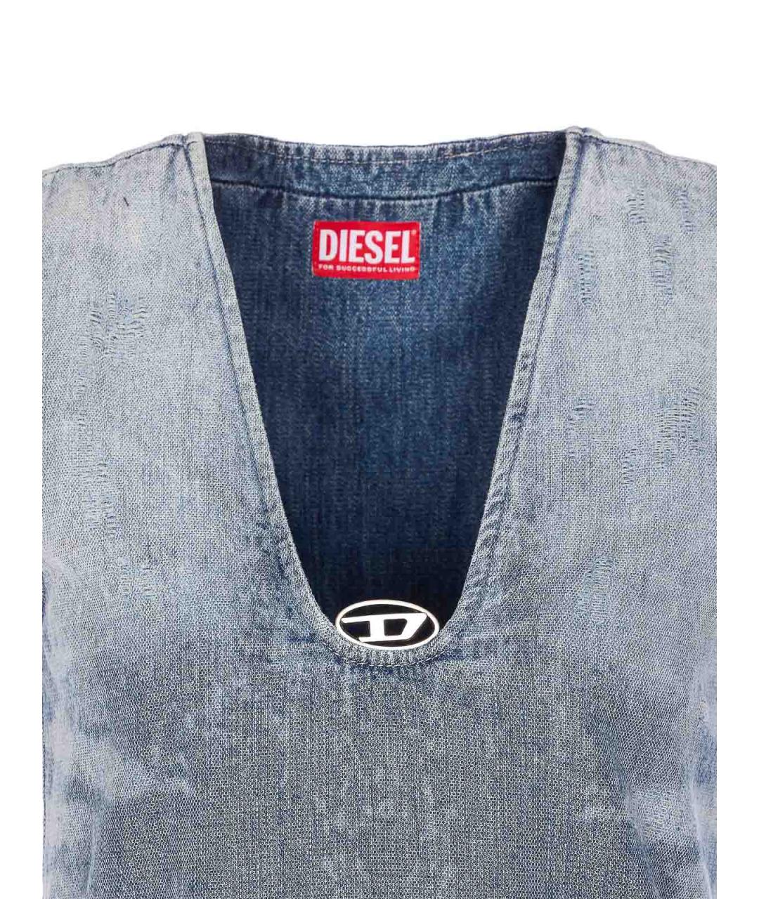 DIESEL Синее хлопковое повседневное платье, фото 4