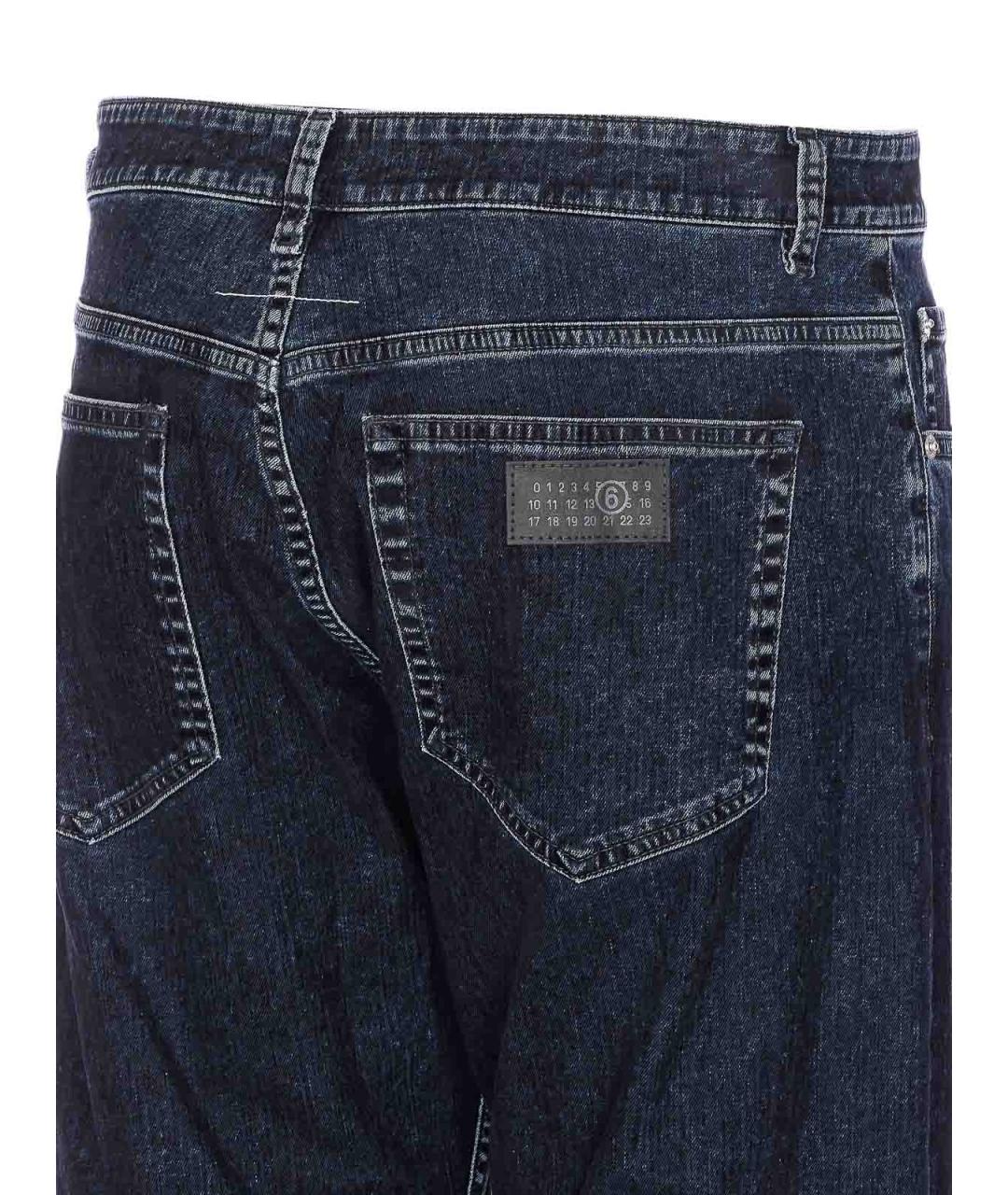 MM6 MAISON MARGIELA Синие хлопковые прямые джинсы, фото 3