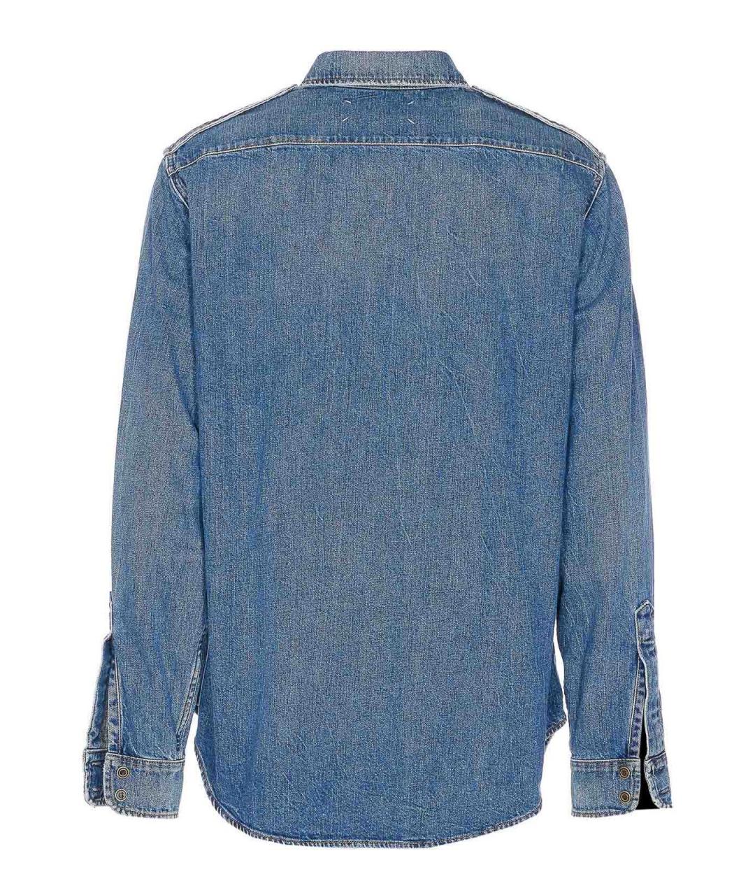MAISON MARGIELA Синяя хлопко-полиэстеровая кэжуал рубашка, фото 2