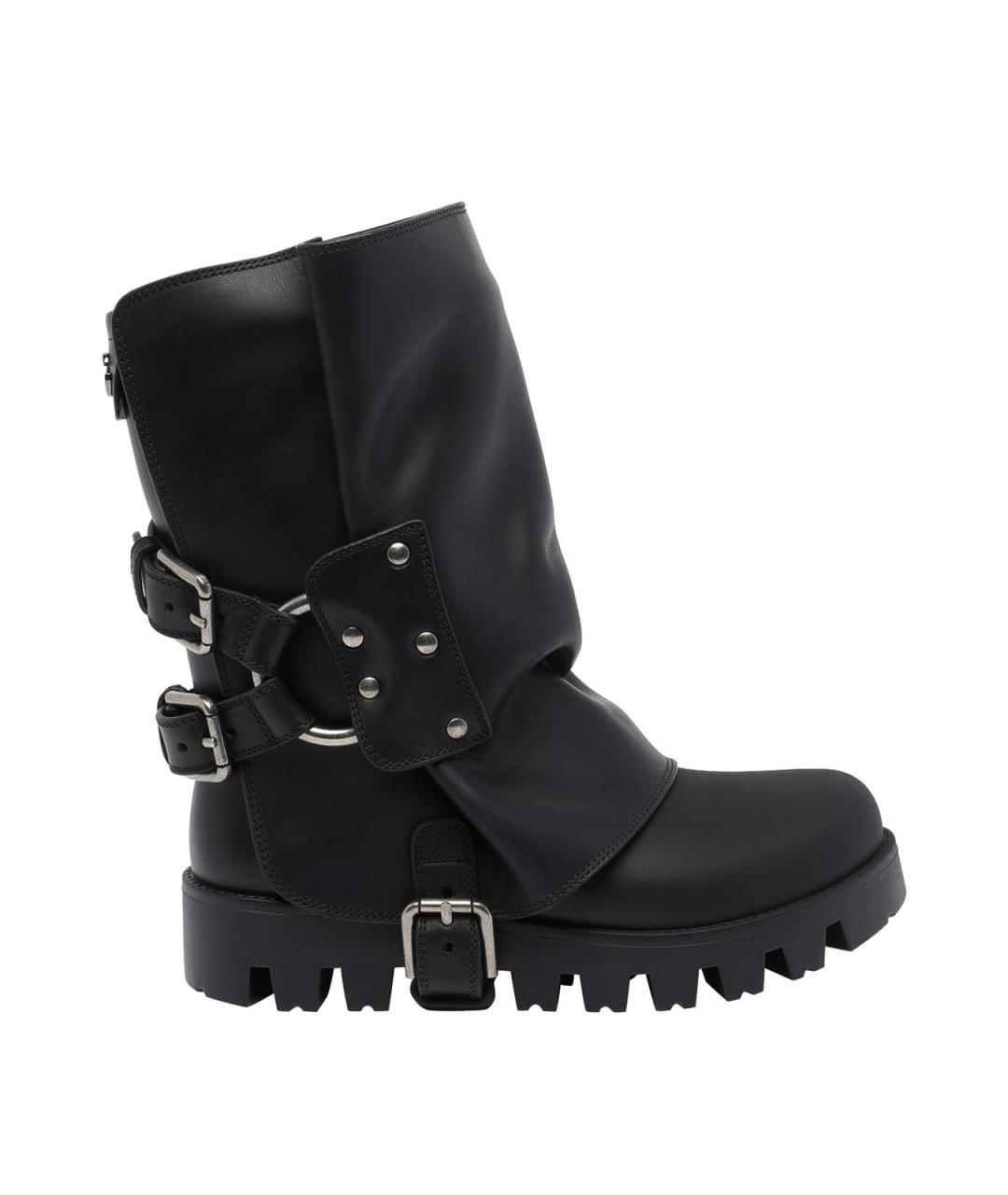 DOLCE&GABBANA Черные кожаные полусапоги, фото 1