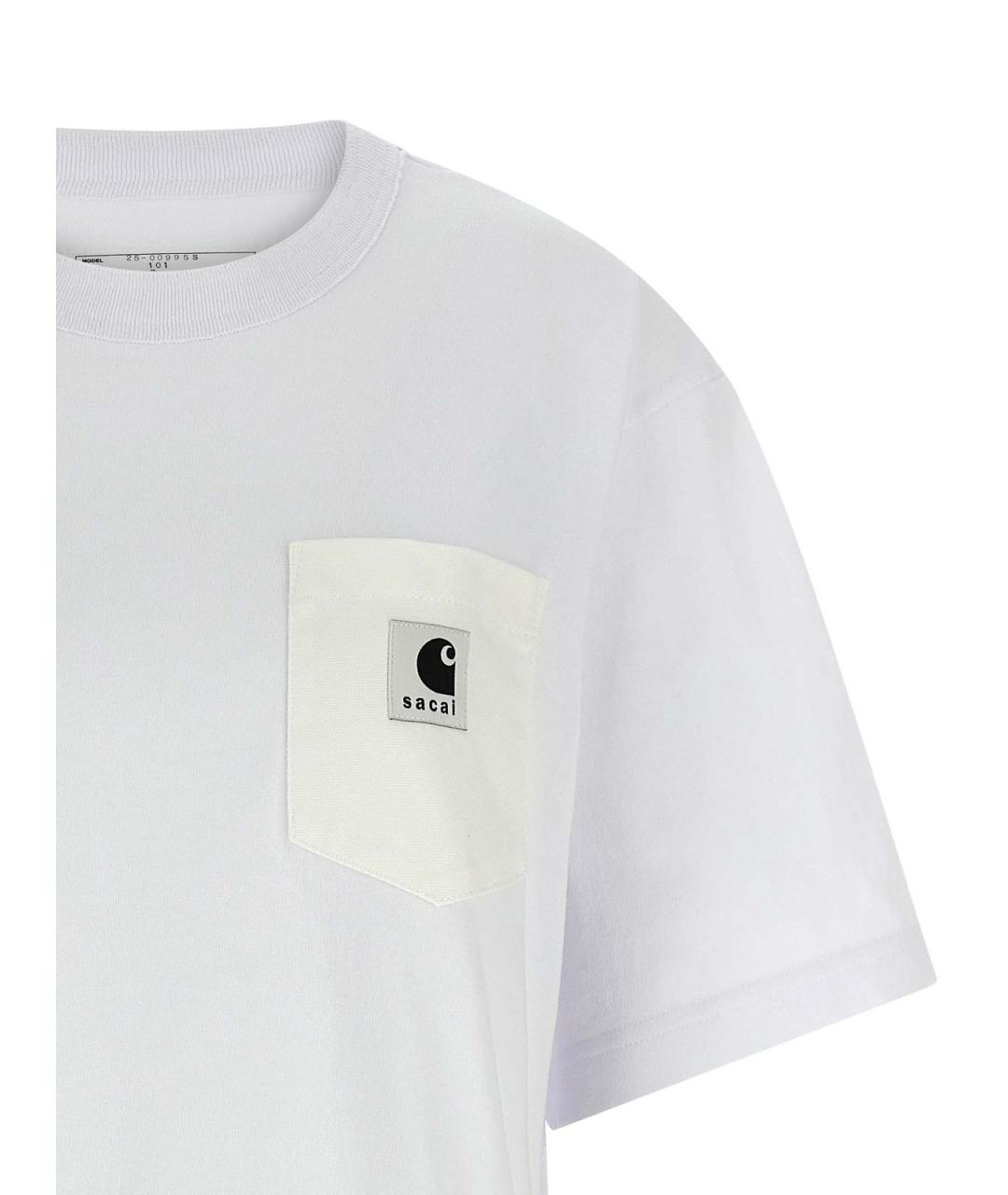 SACAI Белая хлопковая футболка, фото 3