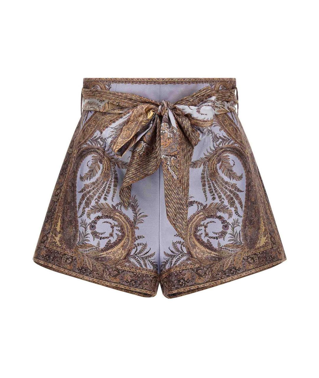 ZIMMERMANN Фиолетовые шелковые шорты, фото 1