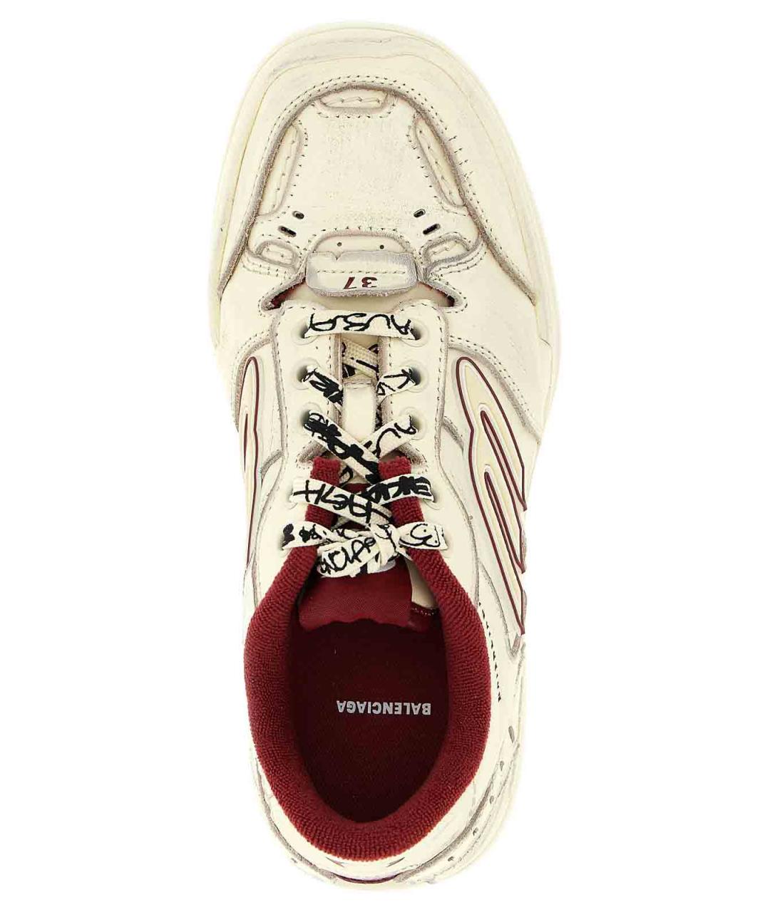 BALENCIAGA Бежевые кожаные кроссовки, фото 4