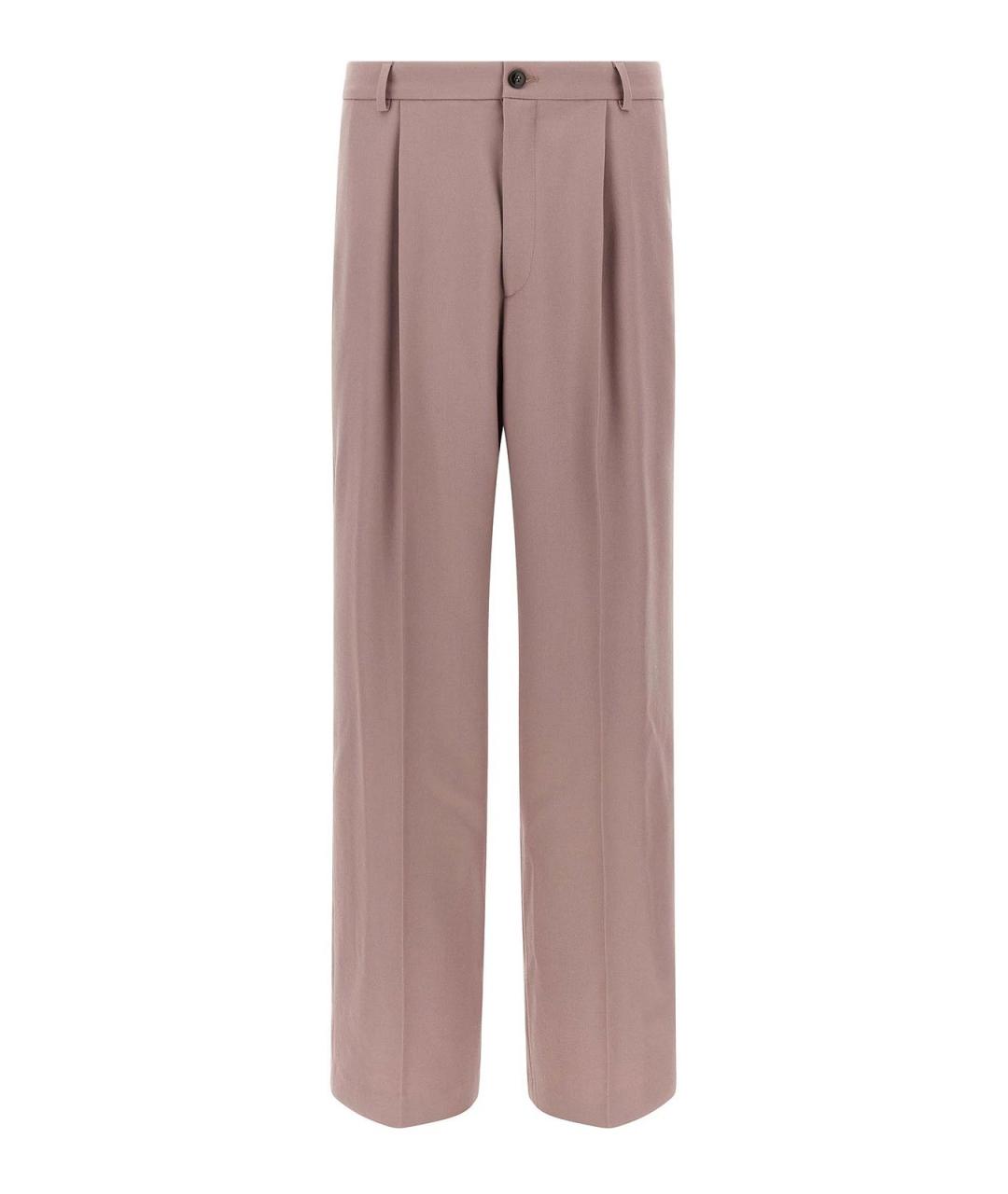 DRIES VAN NOTEN Бежевые шерстяные повседневные брюки, фото 1