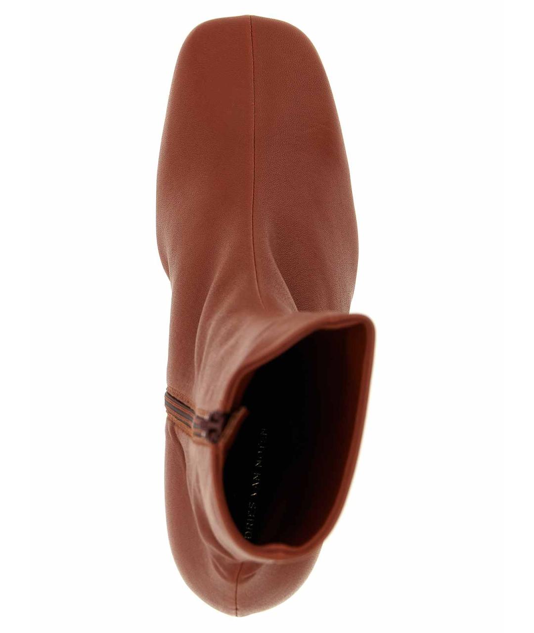 DRIES VAN NOTEN Коричневые кожаные ботильоны, фото 4