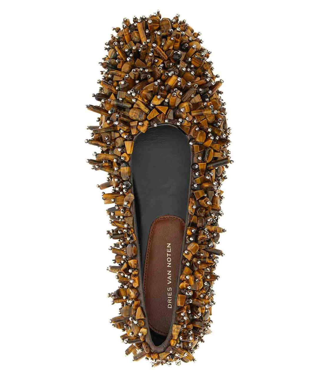 DRIES VAN NOTEN Коричневые кожаные балетки, фото 4