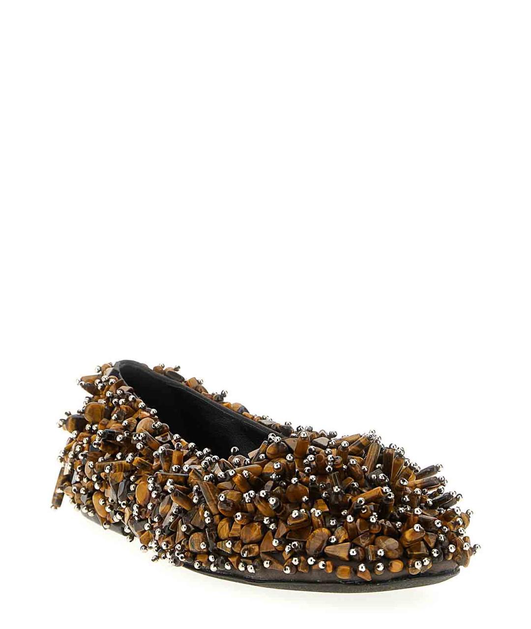 DRIES VAN NOTEN Коричневые кожаные балетки, фото 2
