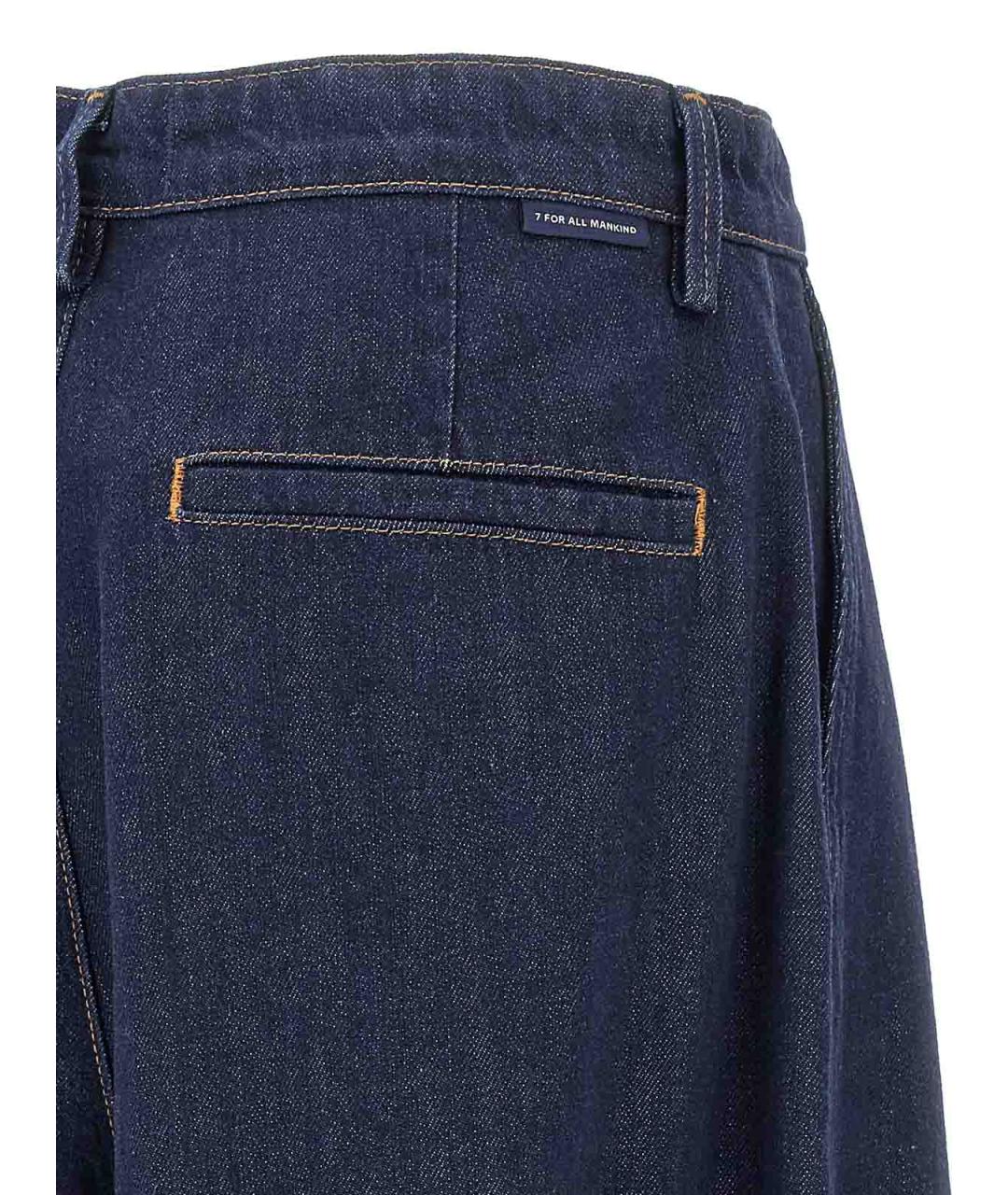 7 FOR ALL MANKIND Синие хлопковые джинсы клеш, фото 4