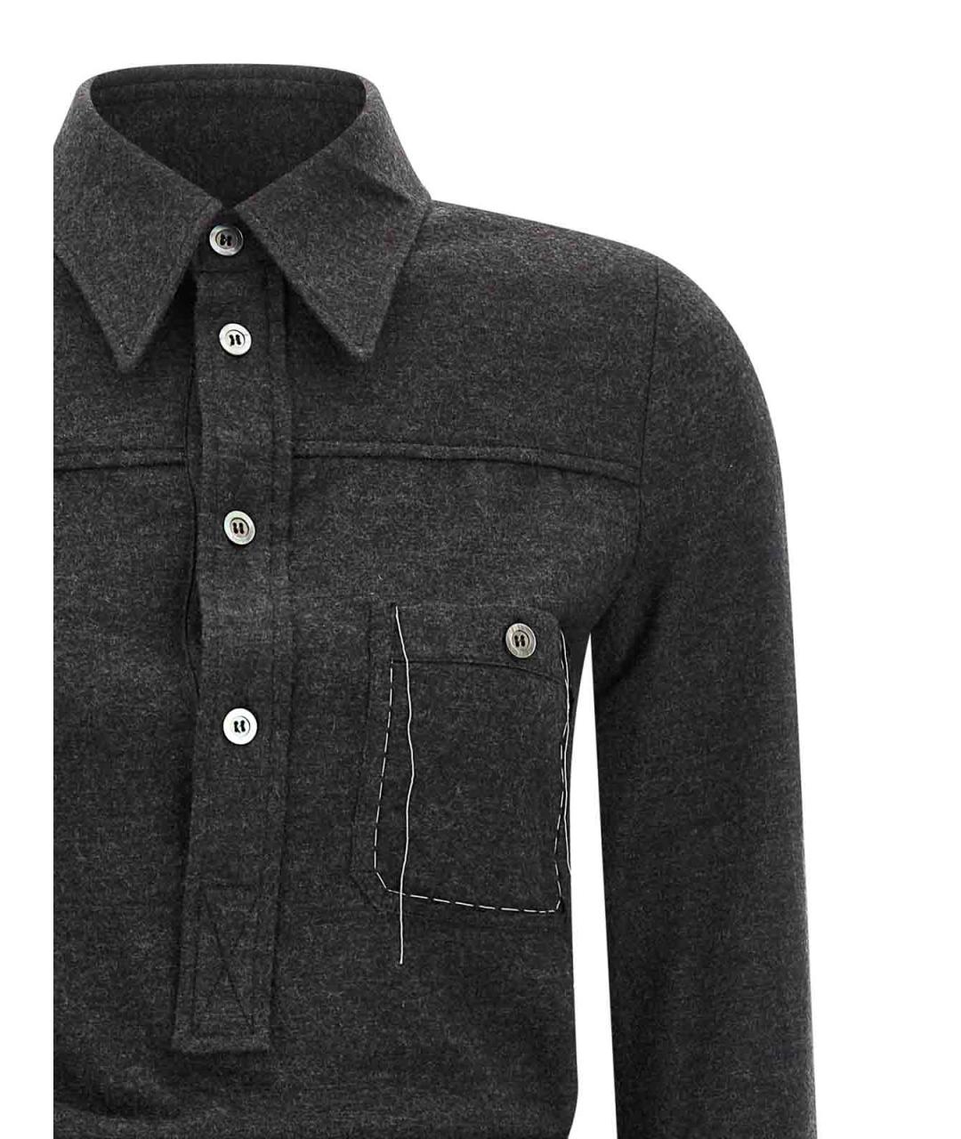 MAISON MARGIELA Антрацитовое шерстяное повседневное платье, фото 3