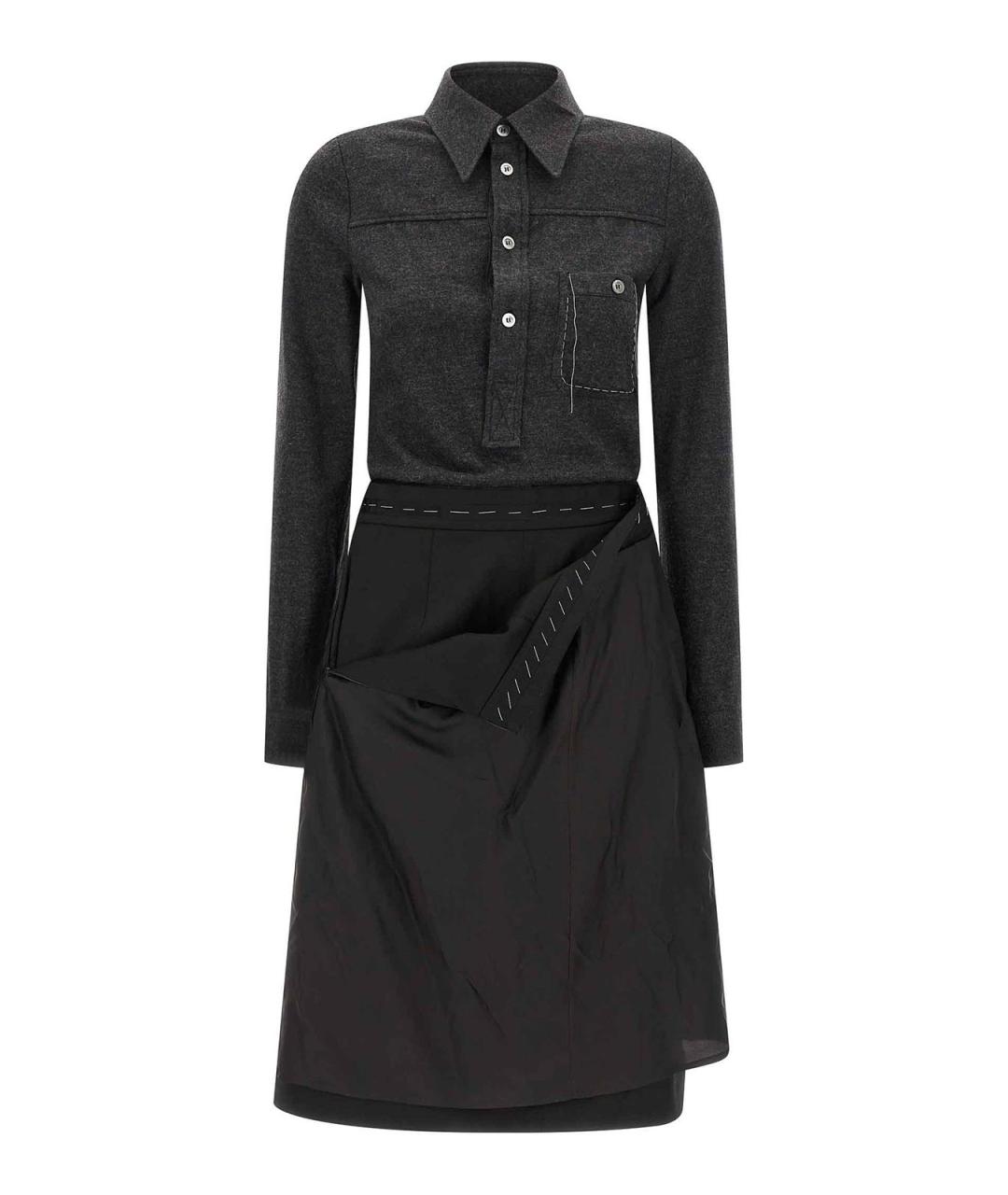 MAISON MARGIELA Антрацитовое шерстяное повседневное платье, фото 1