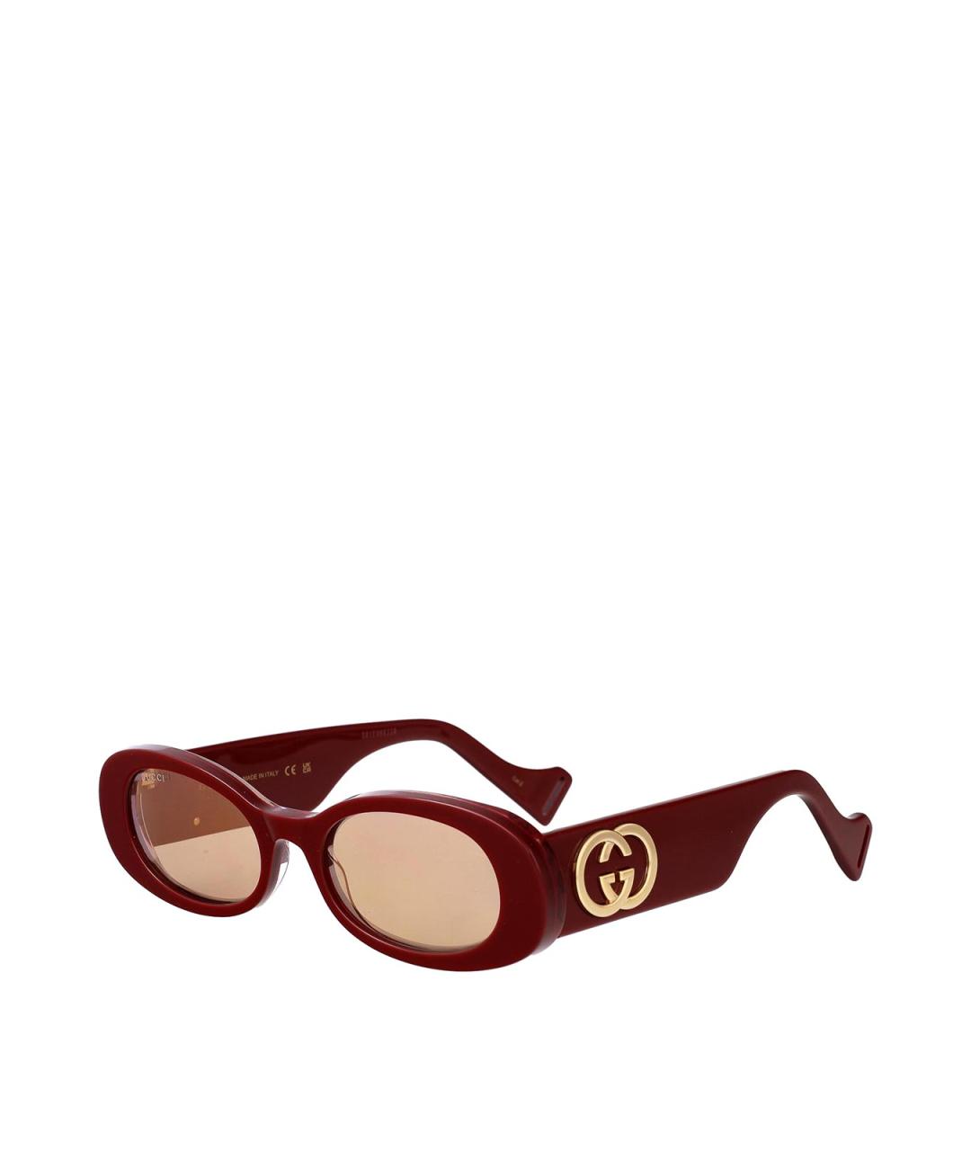 GUCCI Бордовые пластиковые солнцезащитные очки, фото 2