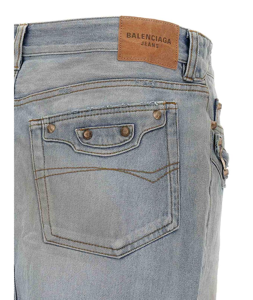 BALENCIAGA Голубая хлопковая юбка мини, фото 4