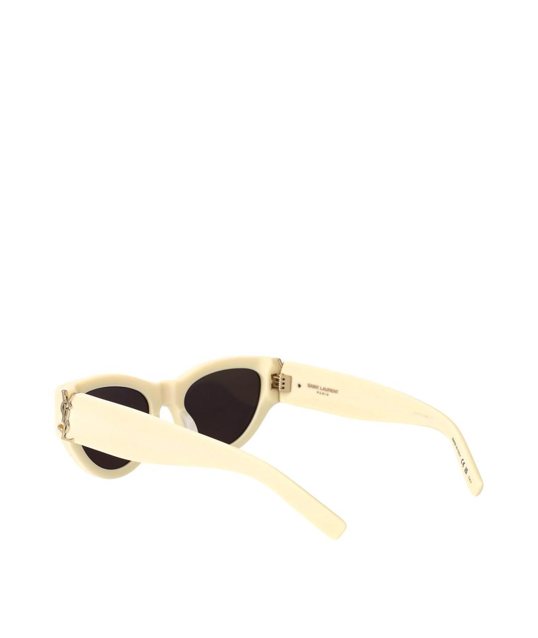 SAINT LAURENT Бежевые пластиковые солнцезащитные очки, фото 4