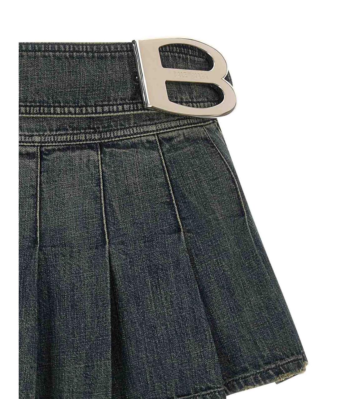 BALENCIAGA Синяя хлопковая юбка мини, фото 3