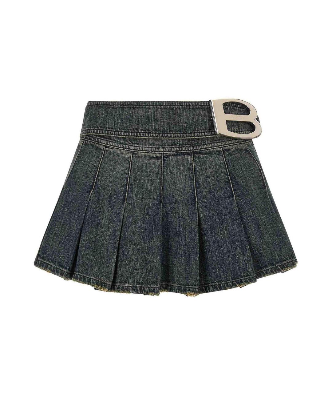 BALENCIAGA Синяя хлопковая юбка мини, фото 1