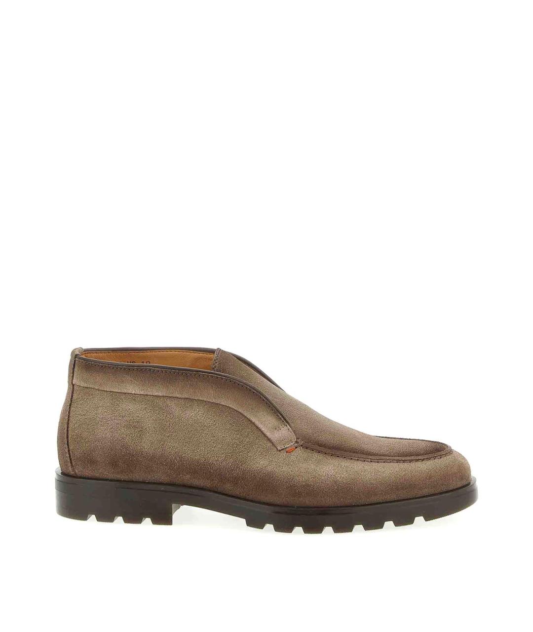 SANTONI Коричневые замшевые низкие ботинки, фото 1