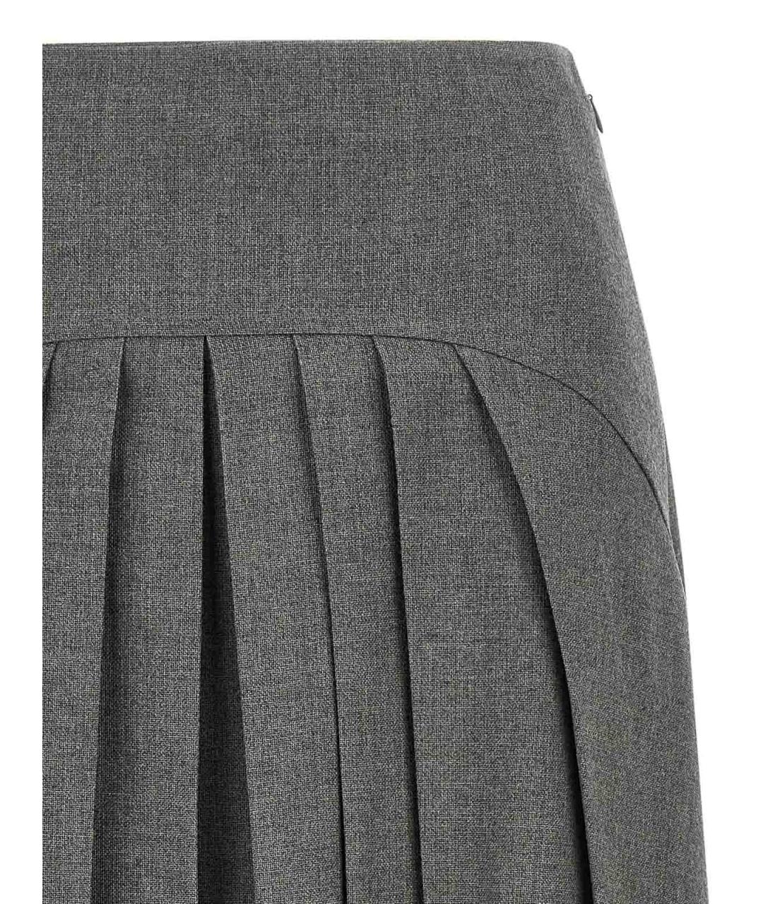 JIL SANDER Серая шерстяная юбка миди, фото 3