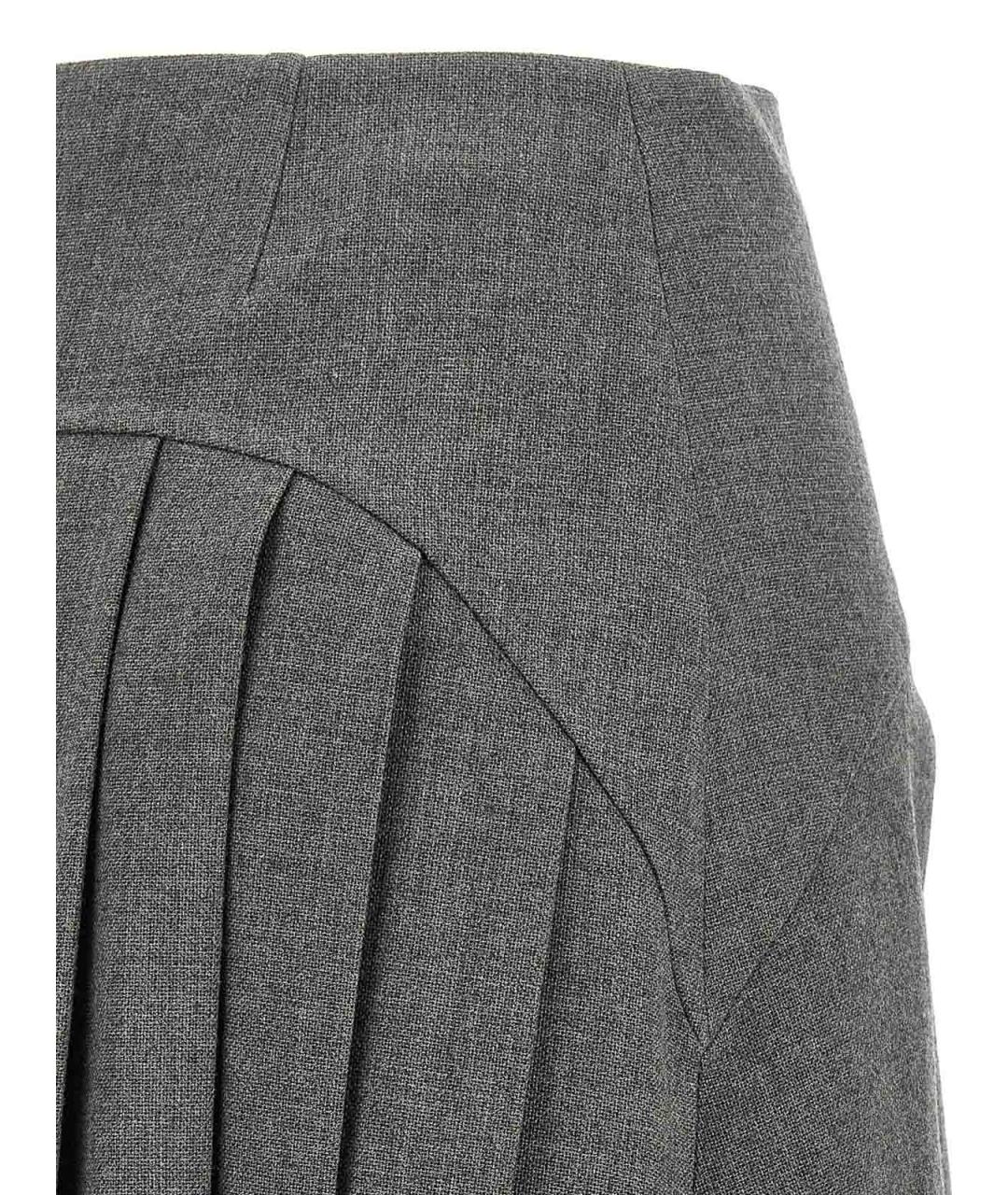 JIL SANDER Серая шерстяная юбка миди, фото 4