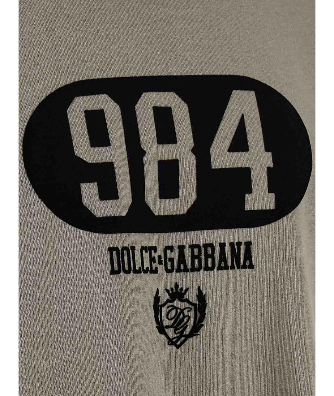 DOLCE&GABBANA Серая хлопковая футболка, фото 4