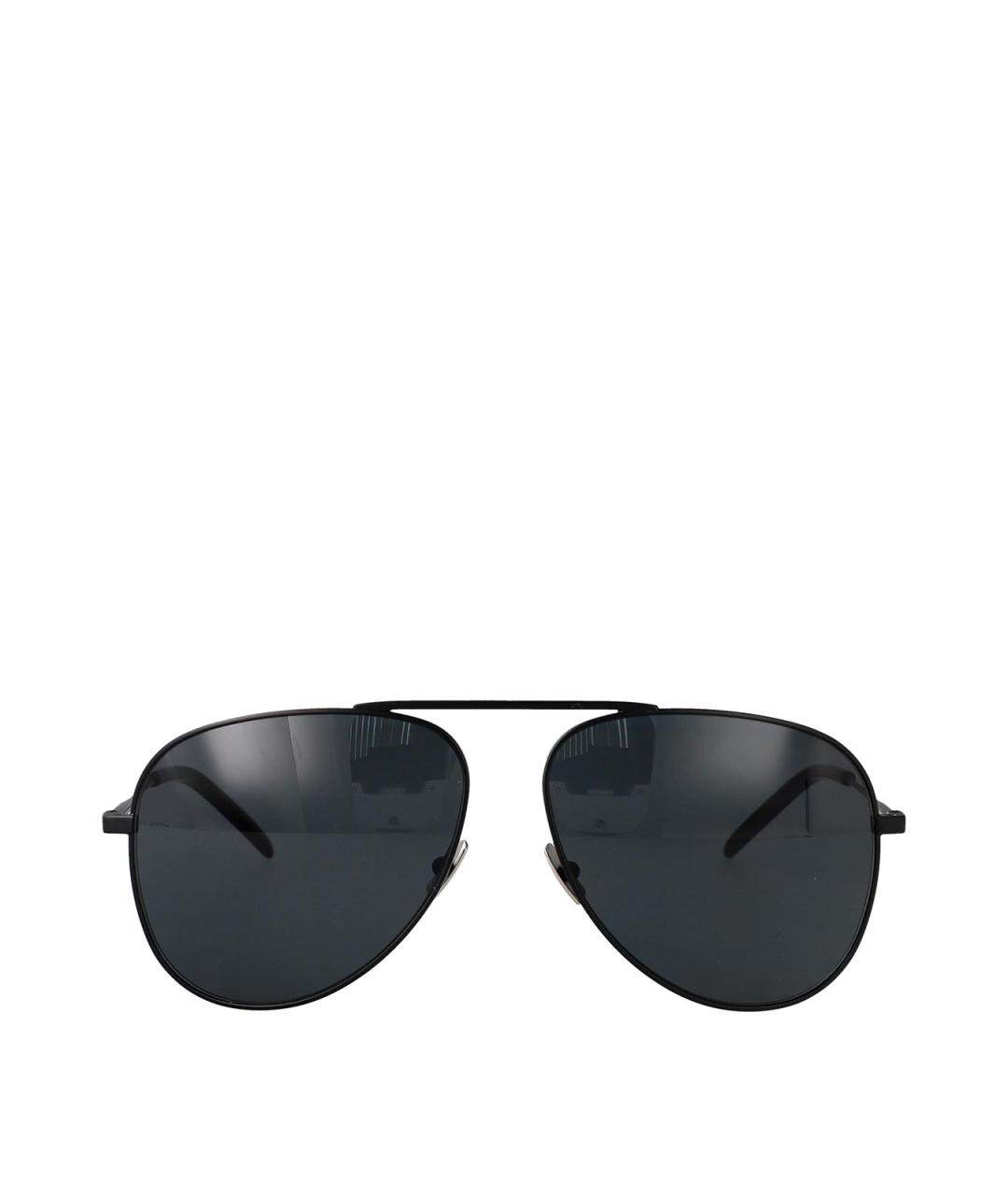 SAINT LAURENT Черные металлические солнцезащитные очки, фото 1