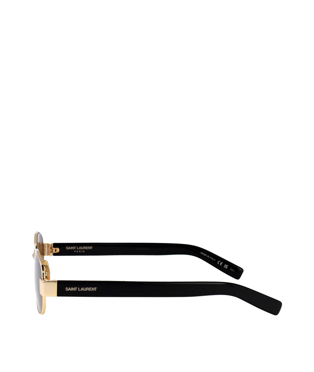 SAINT LAURENT Золотые металлические солнцезащитные очки, фото 3