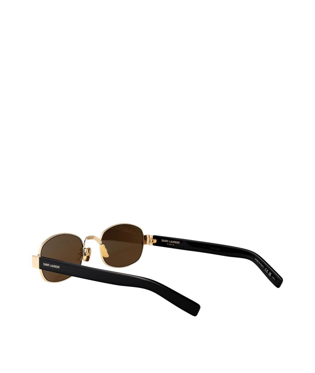 SAINT LAURENT Золотые металлические солнцезащитные очки, фото 4