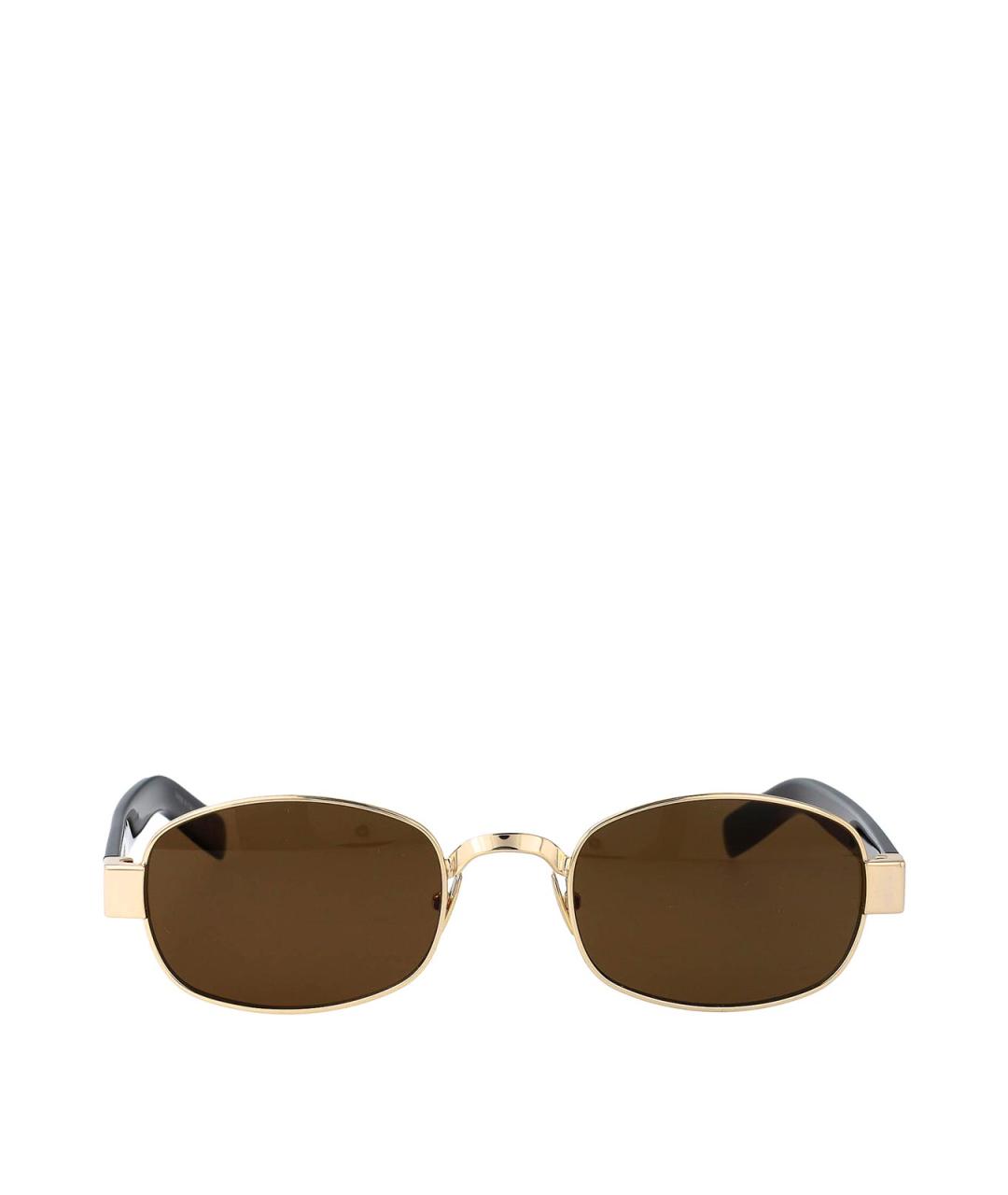 SAINT LAURENT Золотые металлические солнцезащитные очки, фото 1