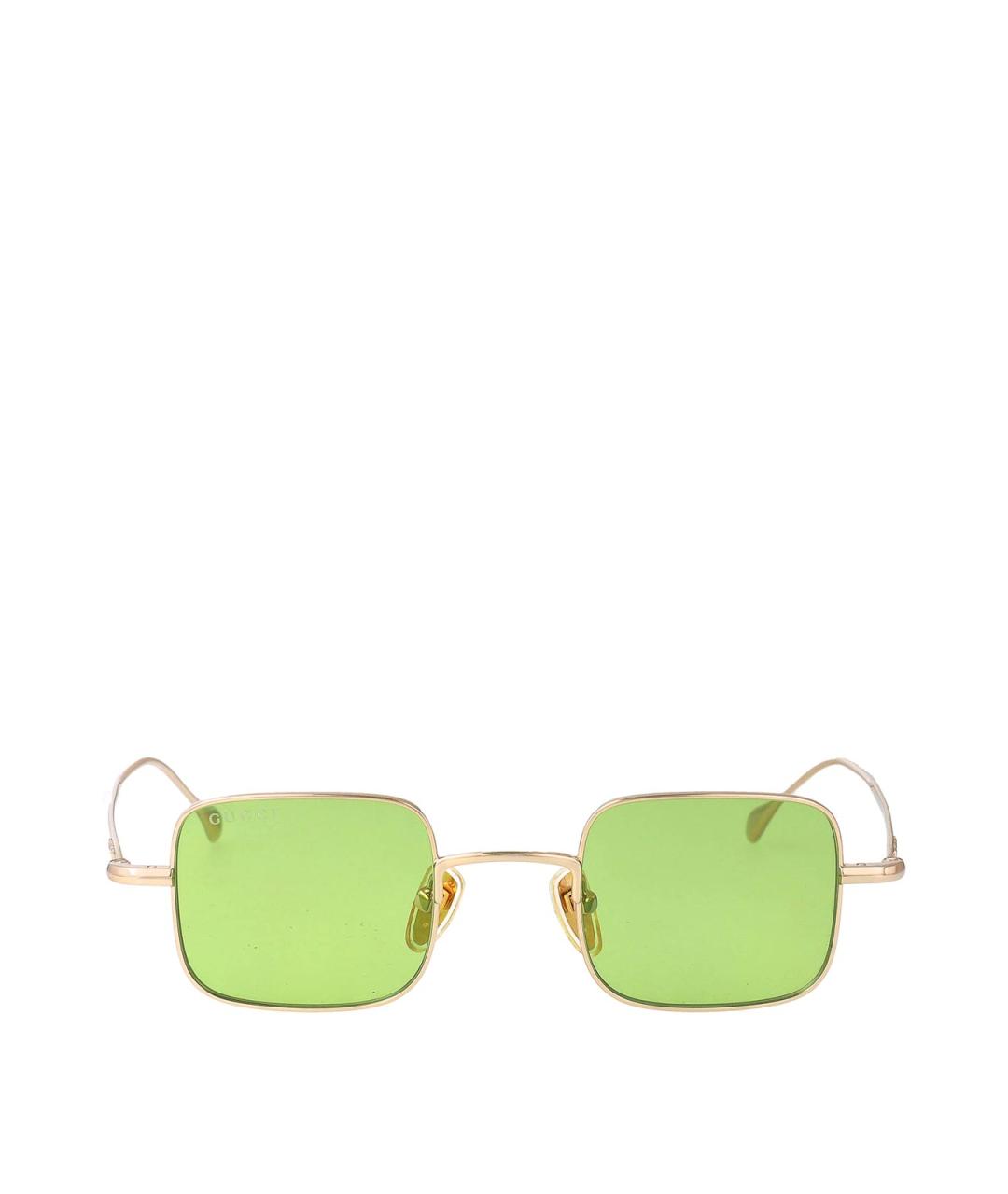 GUCCI Золотые металлические солнцезащитные очки, фото 1