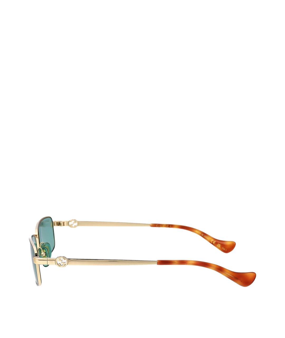 GUCCI Золотые металлические солнцезащитные очки, фото 3