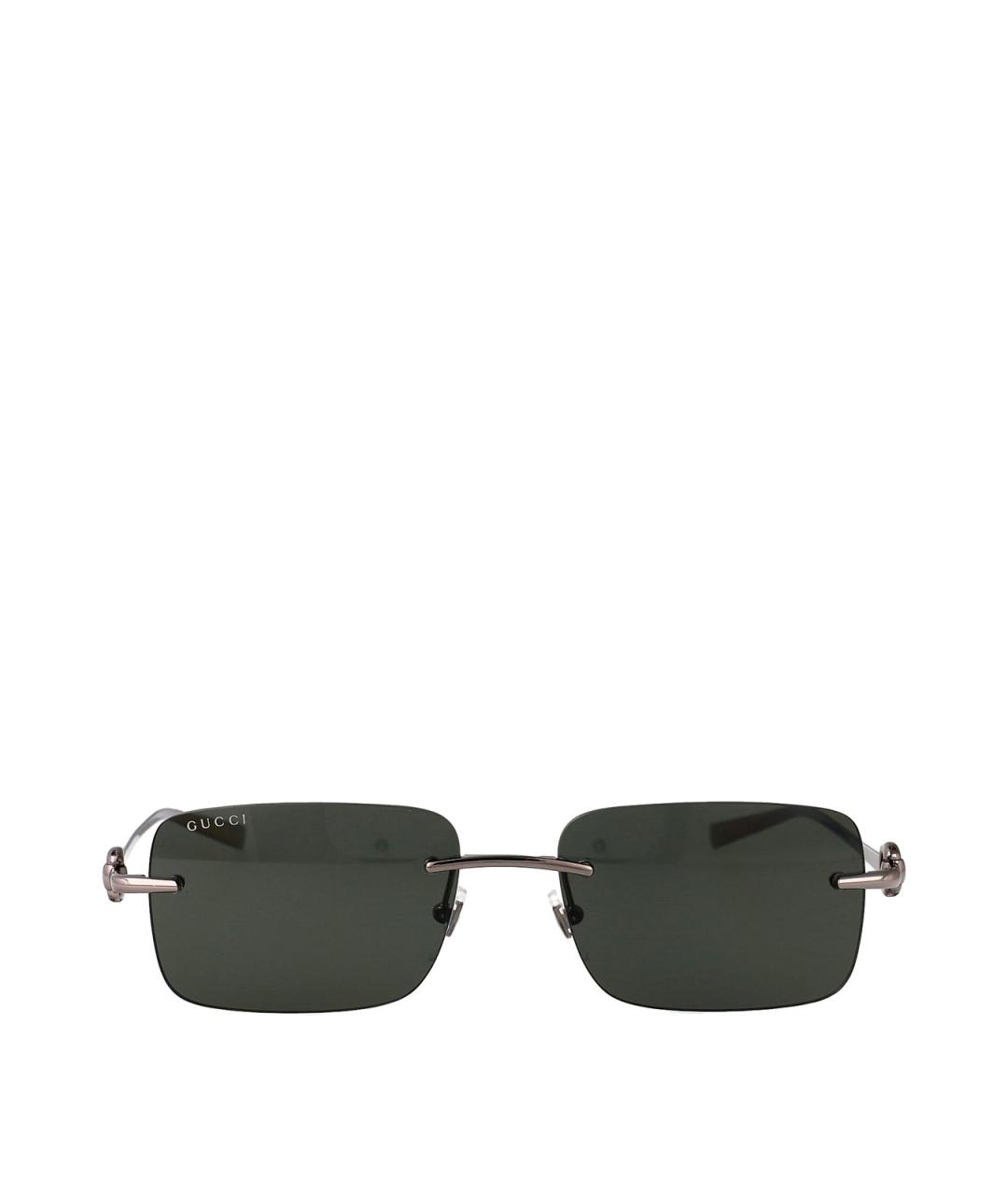 GUCCI Серебряные металлические солнцезащитные очки, фото 1