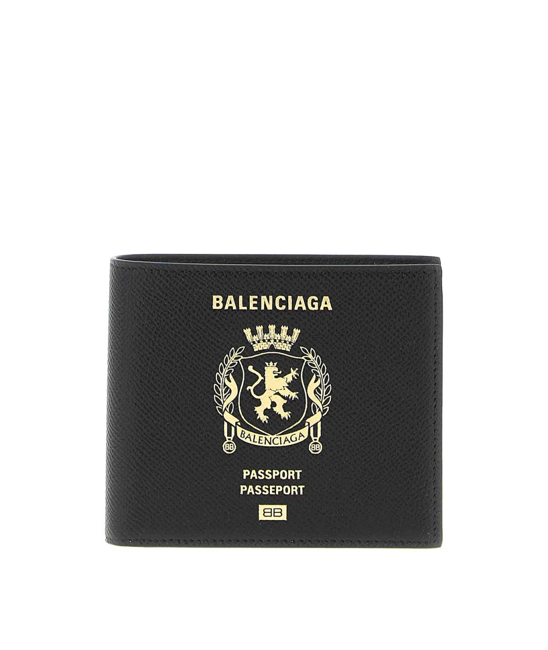 BALENCIAGA Черный кожаный кошелек, фото 1