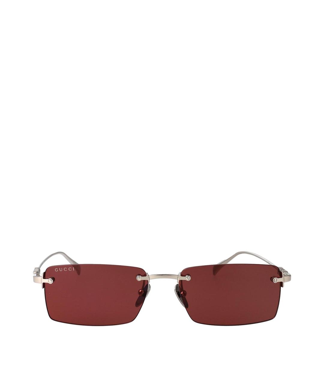 GUCCI Серебряные металлические солнцезащитные очки, фото 1