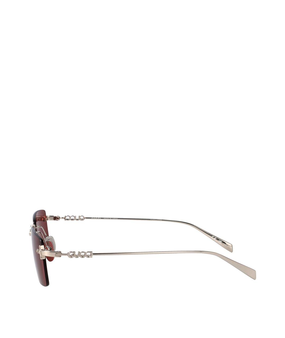 GUCCI Серебряные металлические солнцезащитные очки, фото 3