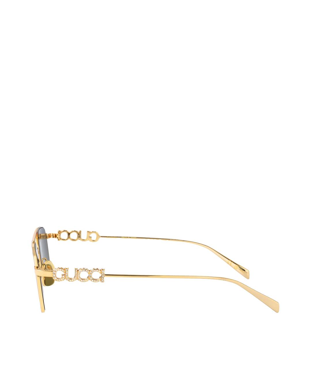 GUCCI Золотые металлические солнцезащитные очки, фото 3