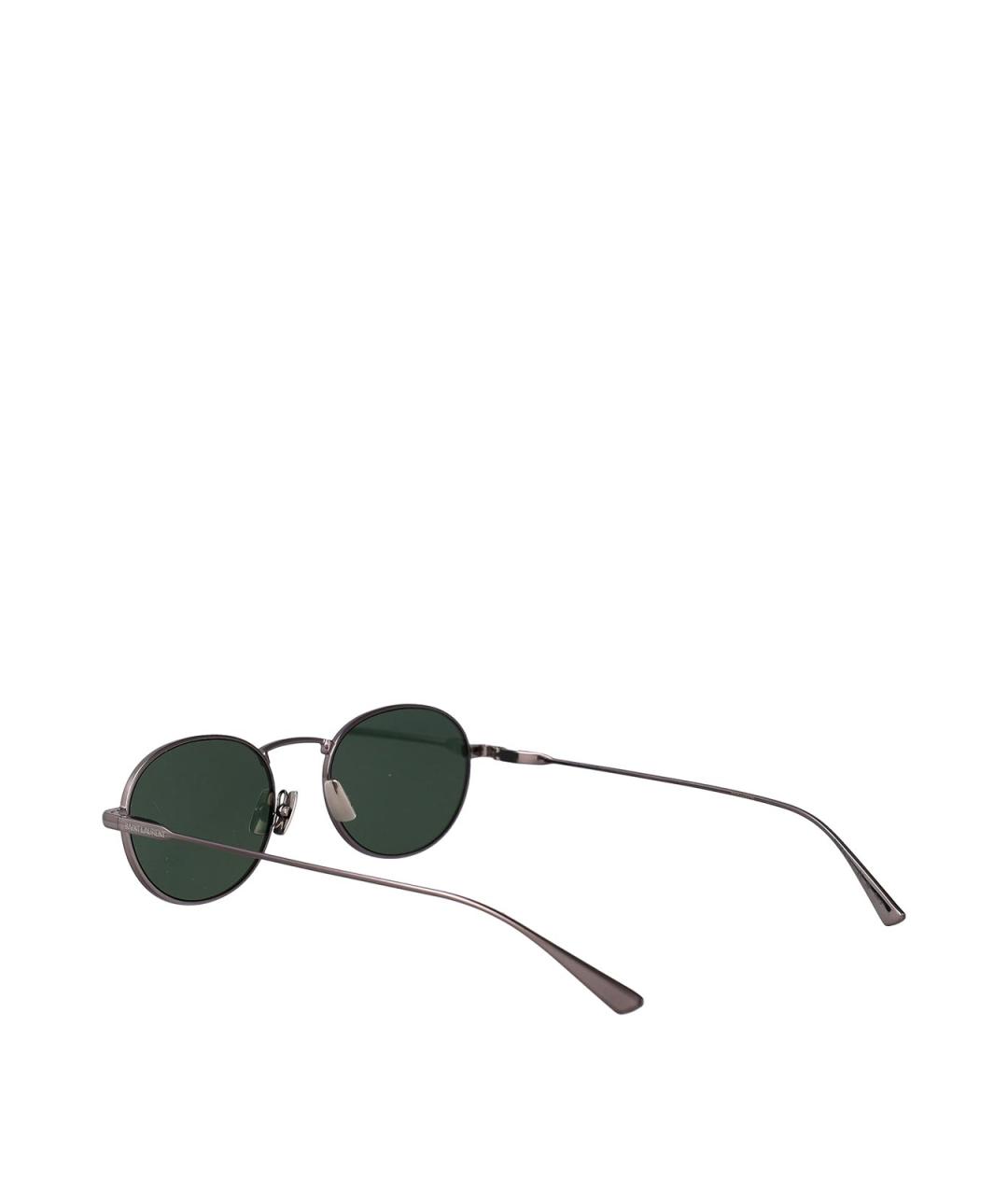 SAINT LAURENT Серебряные металлические солнцезащитные очки, фото 4