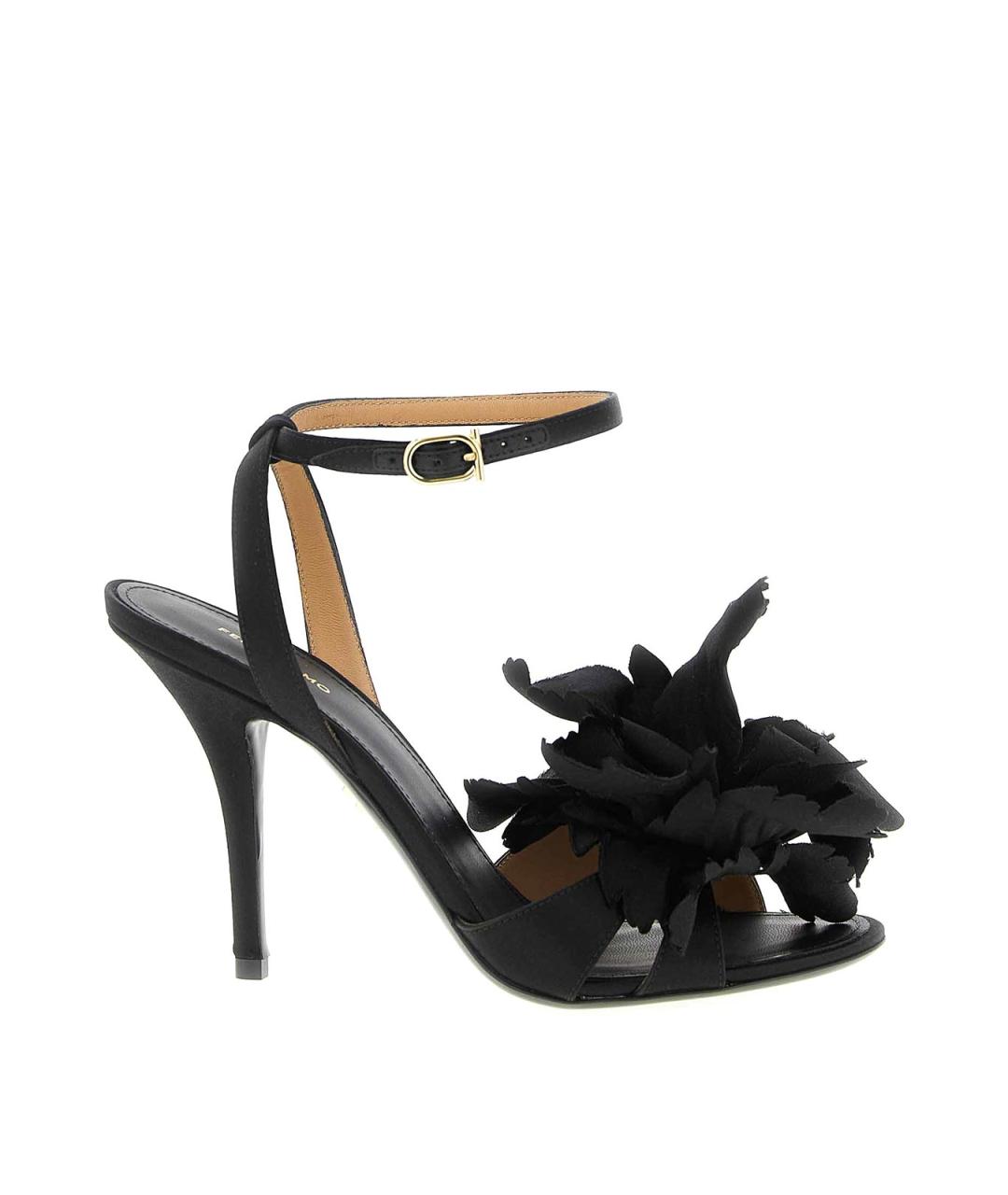 FERRAGAMO Черные текстильные босоножки, фото 1