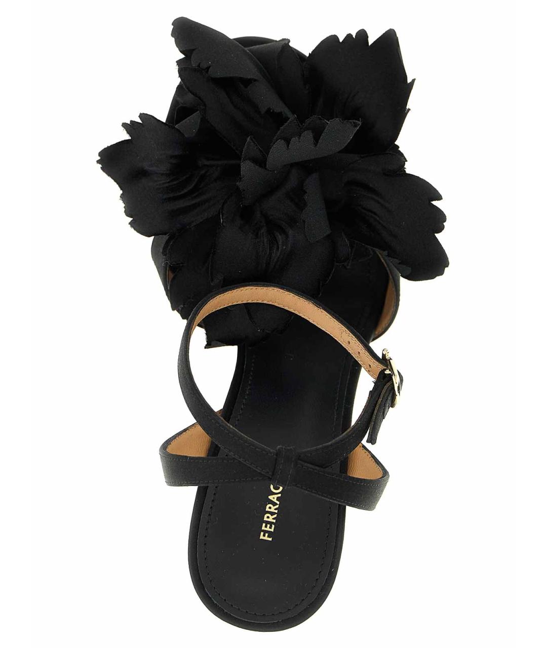 FERRAGAMO Черные текстильные босоножки, фото 4