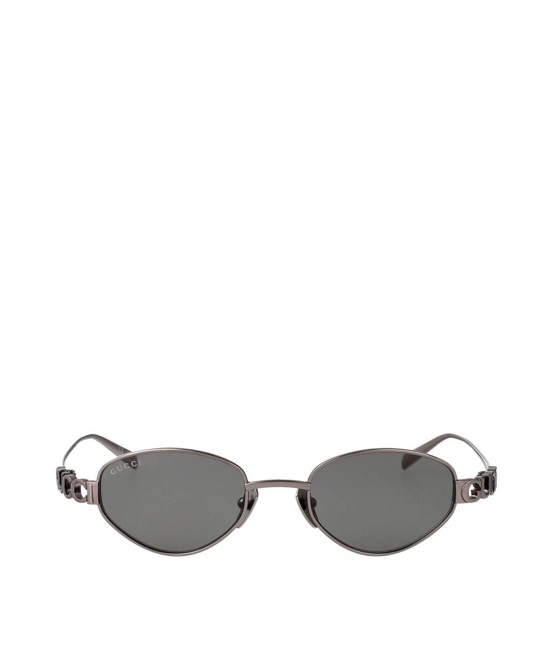 GUCCI Серебряные металлические солнцезащитные очки, фото 1