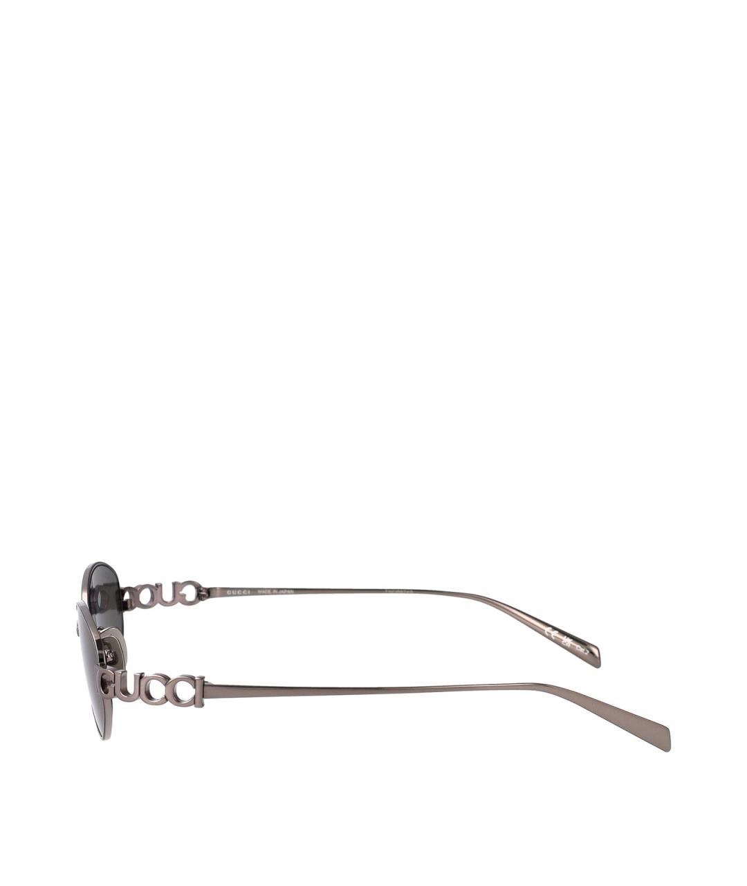 GUCCI Серебряные металлические солнцезащитные очки, фото 3
