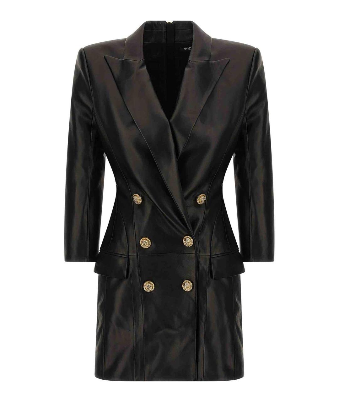 BALMAIN Черное кожаное вечернее платье, фото 1