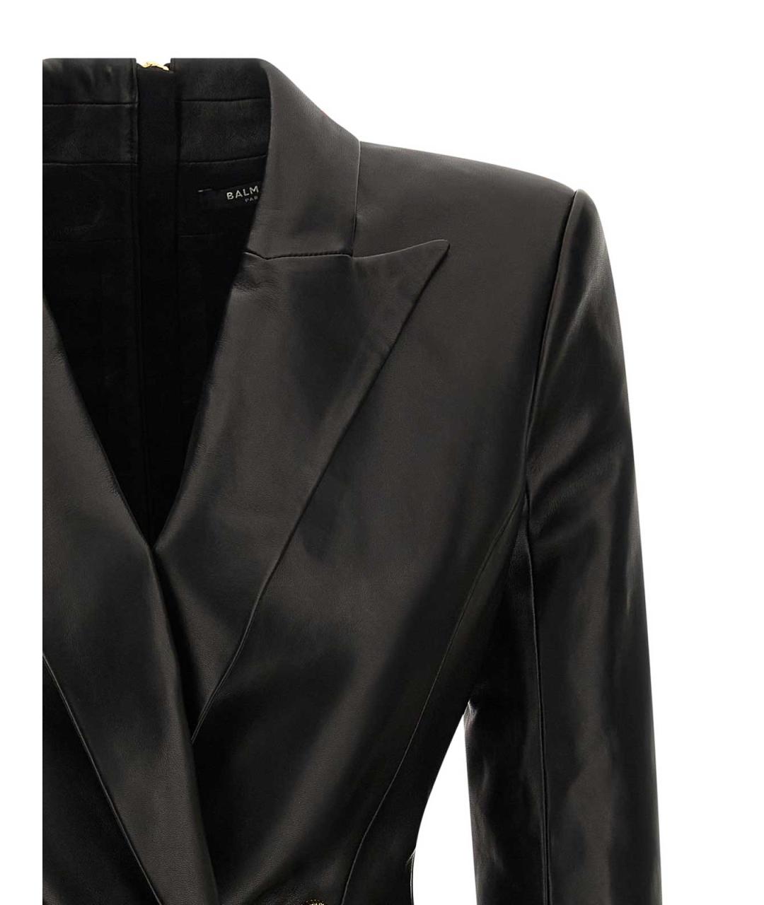 BALMAIN Черное кожаное вечернее платье, фото 3