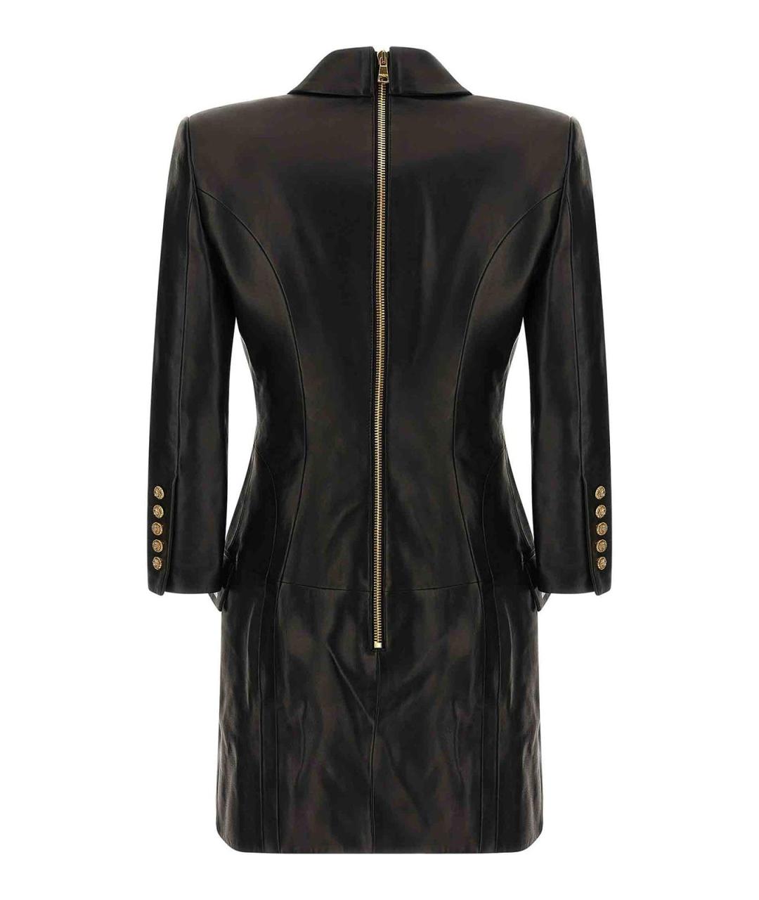 BALMAIN Черное кожаное вечернее платье, фото 2