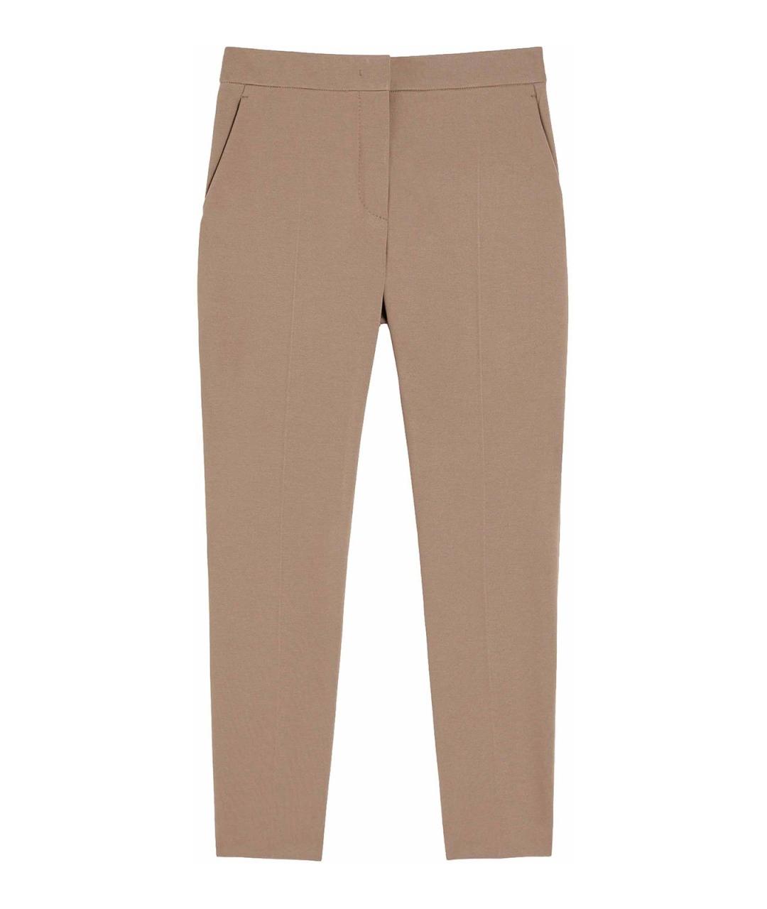 MAX MARA Бежевые вискозные прямые брюки, фото 1