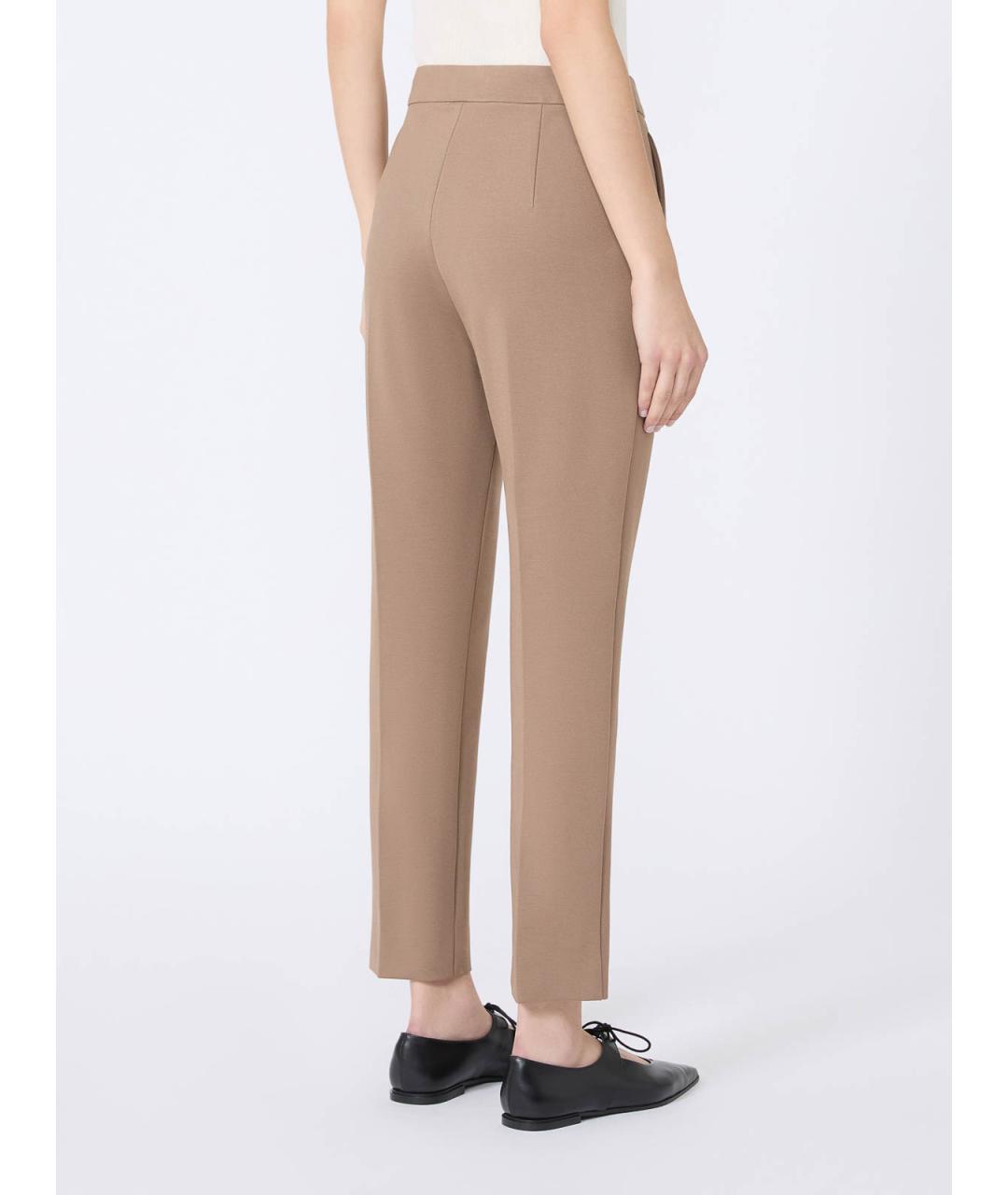 MAX MARA Бежевые вискозные прямые брюки, фото 3