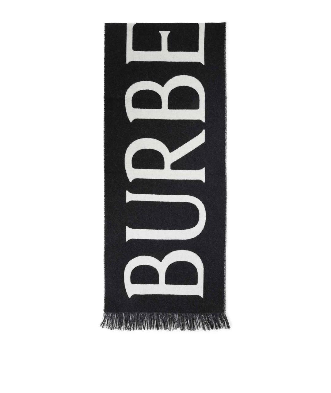 BURBERRY Черный шерстяной шарф, фото 1